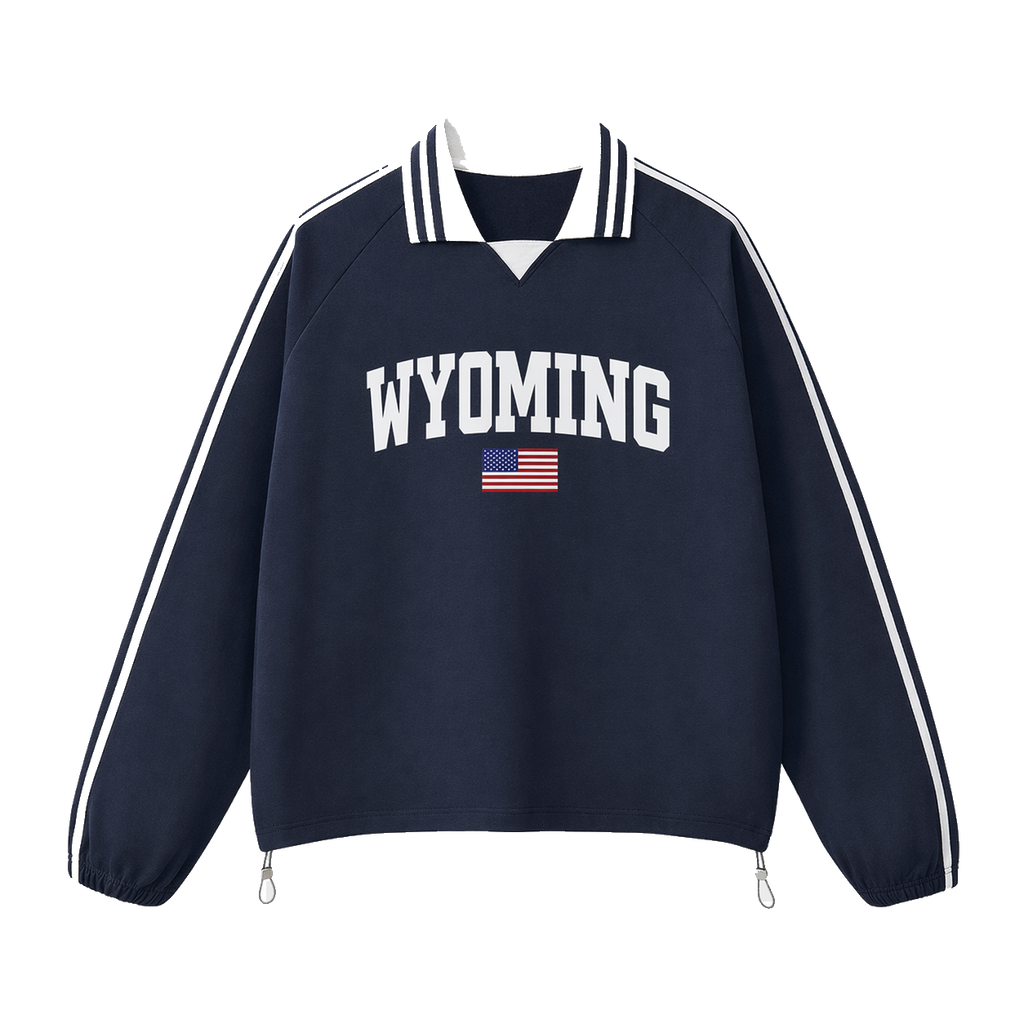 Collection 2 Wyoming Contrast Striped Lapel Collar Sweatshirt - Royal Blue front