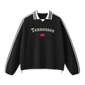 Collection 6 Tennessee Contrast Striped Lapel Collar Sweatshirt - Black front