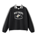Collection 8 West Virginia Contrast Striped Lapel Collar Sweatshirt - Black front