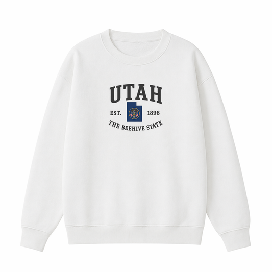 Collection 8 Utah Essential Heavyweight Crewneck Sweatshirt - White front
