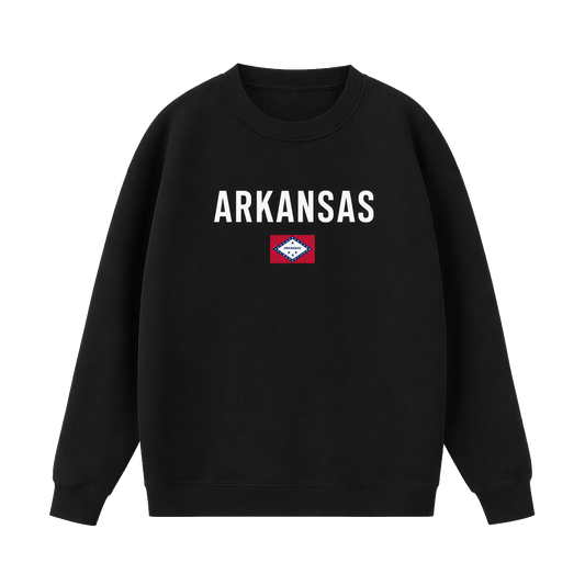Collection 7 Arkansas Essential Heavyweight Crewneck Sweatshirt - Black front