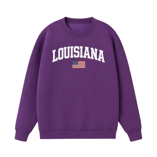 Collection 2 Louisiana Essential Heavyweight Crewneck Sweatshirt - Purple front