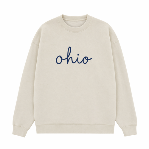 Collection 3 Ohio Essential Heavyweight Crewneck Sweatshirt - Cream front