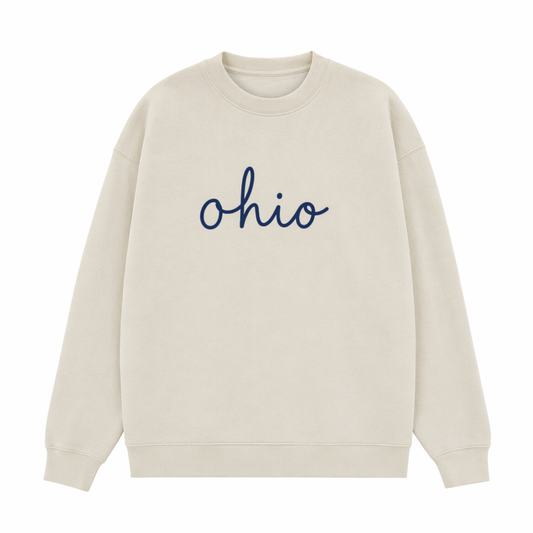 Collection 3 Ohio Essential Heavyweight Crewneck Sweatshirt - Cream front