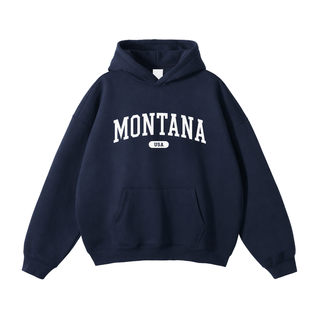 Collection 4 Montana Oversize Fleeced Hoodie - Navy Blue front