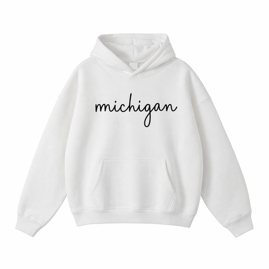 Collection 3 Michigan Oversize Fleeced Hoodie - White front
