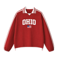 Collection 2 Ohio Contrast Striped Lapel Collar Sweatshirt - Red front