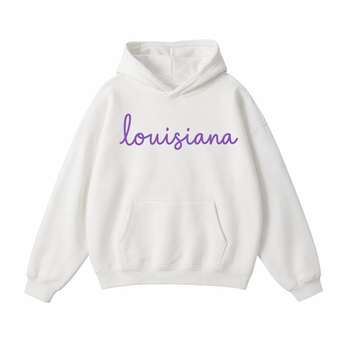 Collection 3 Louisiana Oversize Fleeced Hoodie - White front
