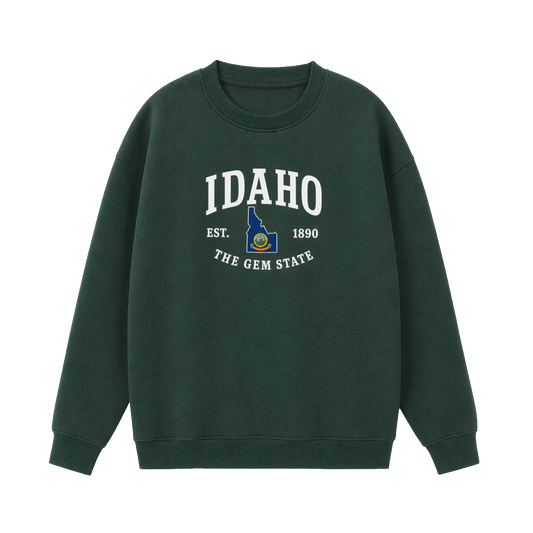 Collection 8 Idaho Essential Heavyweight Crewneck Sweatshirt - Dark Green front