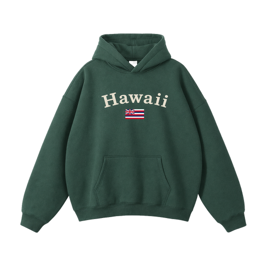Collection 6 Hawaii Oversize Fleeced Hoodie - Eden Green front