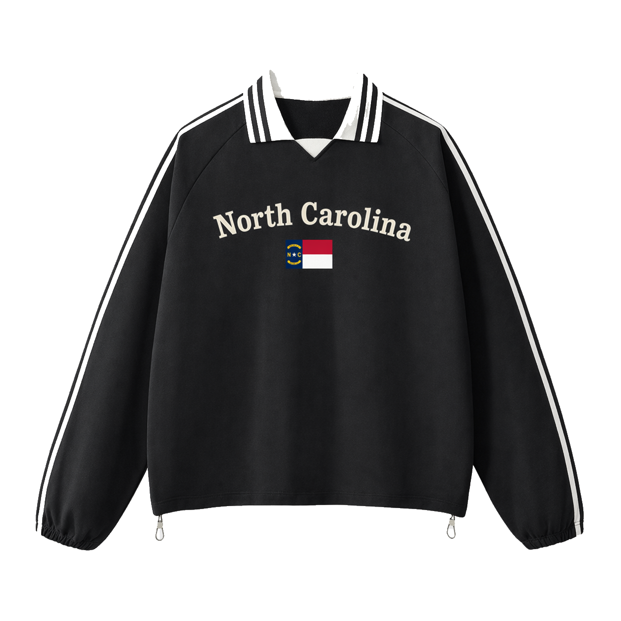 Collection 6 North Carolina Contrast Striped Lapel Collar Sweatshirt - Black front