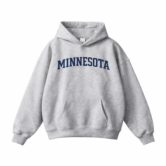 Collection 1 Minnesota Oversize Fleeced Hoodie - Flower Gray front