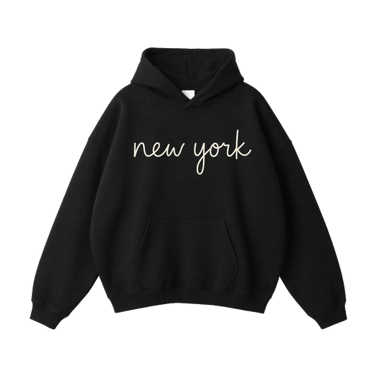 Collection 3 New York Oversize Fleeced Hoodie - Black front