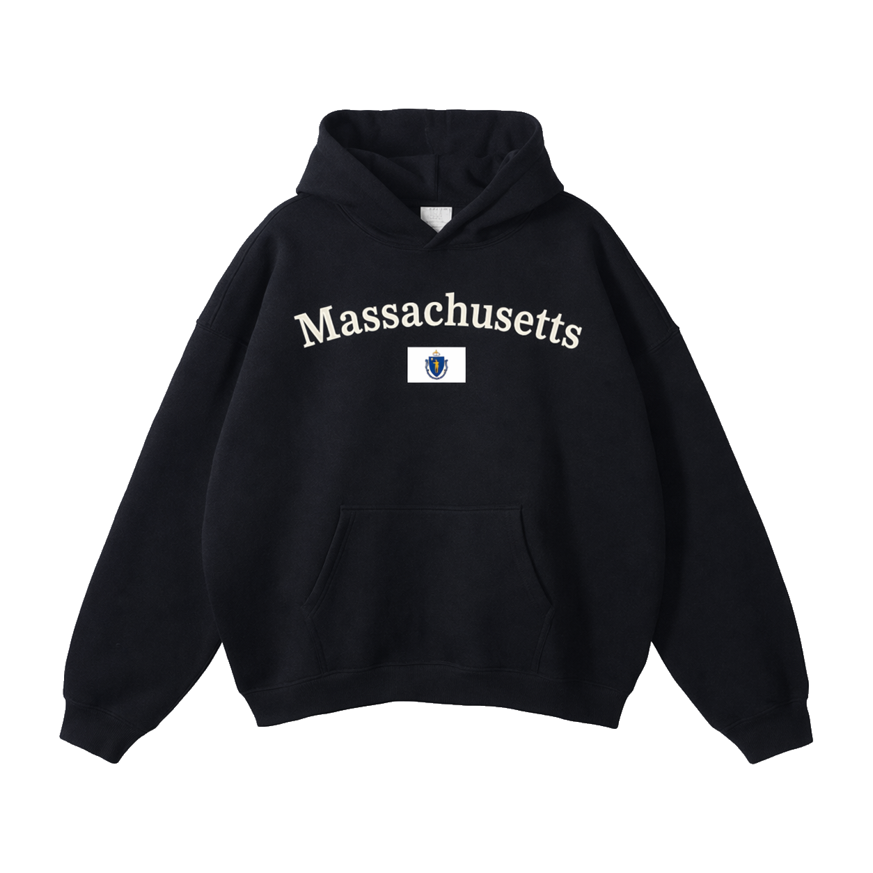 Collection 6 Massachusetts Oversize Fleeced Hoodie - Black front