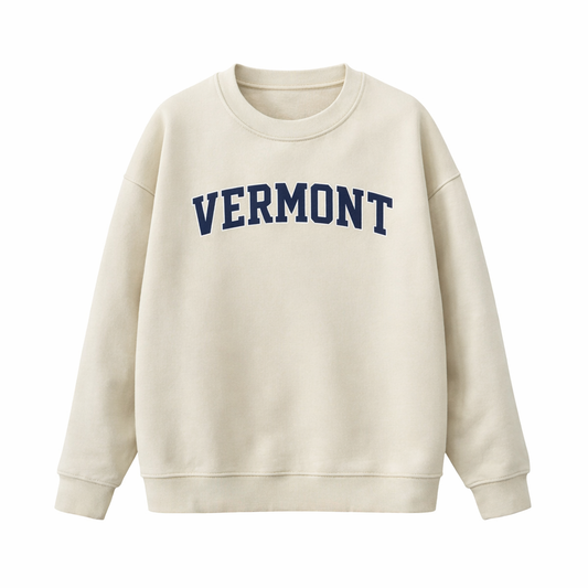 Collection 1 Vermont Essential Heavyweight Crewneck Sweatshirt - Cream front