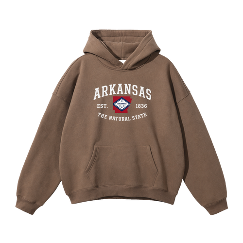 Collection 8 Arkansas Oversize Fleeced Hoodie - Brown front