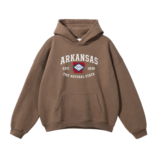 Collection 8 Arkansas Oversize Fleeced Hoodie - Brown front