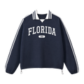 Collection 4 Florida Contrast Striped Lapel Collar Sweatshirt - Royal Blue front