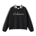Collection 3 Alabama Contrast Striped Lapel Collar Sweatshirt - Black front