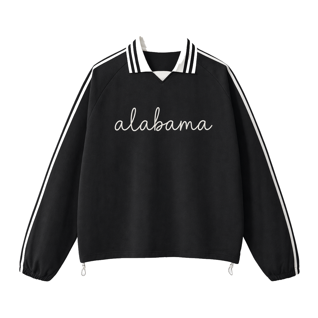 Collection 3 Alabama Contrast Striped Lapel Collar Sweatshirt - Black front