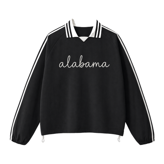 Collection 3 Alabama Contrast Striped Lapel Collar Sweatshirt - Black front
