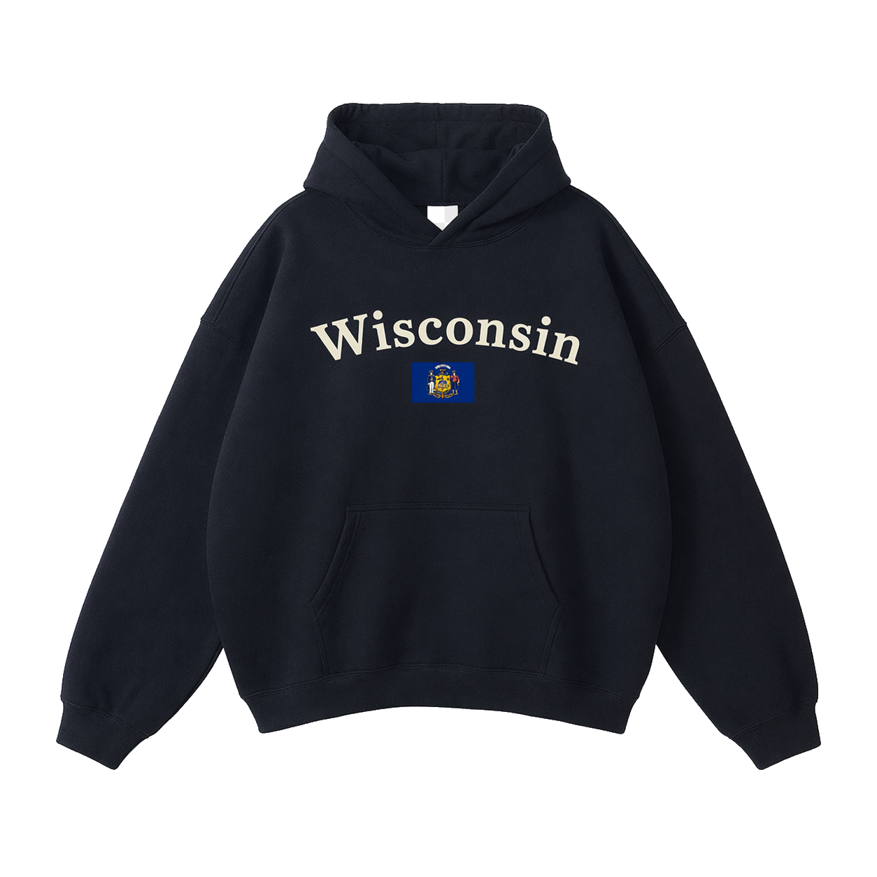Collection 6 Wisconsin Oversize Fleeced Hoodie - Black front