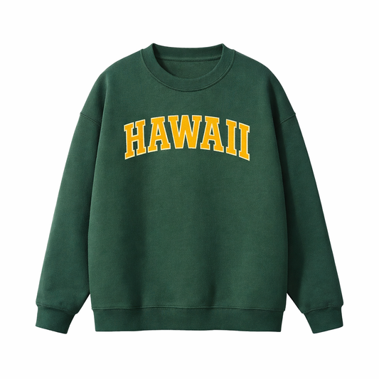 Collection 1 Hawaii Essential Heavyweight Crewneck Sweatshirt - Dark Green front