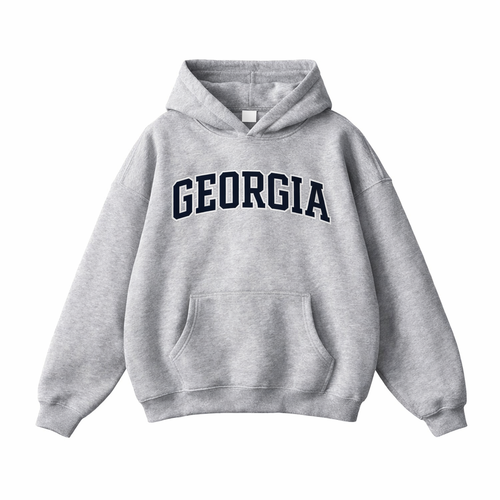 Collection 1 Georgia Oversize Fleeced Hoodie - Flower Gray front