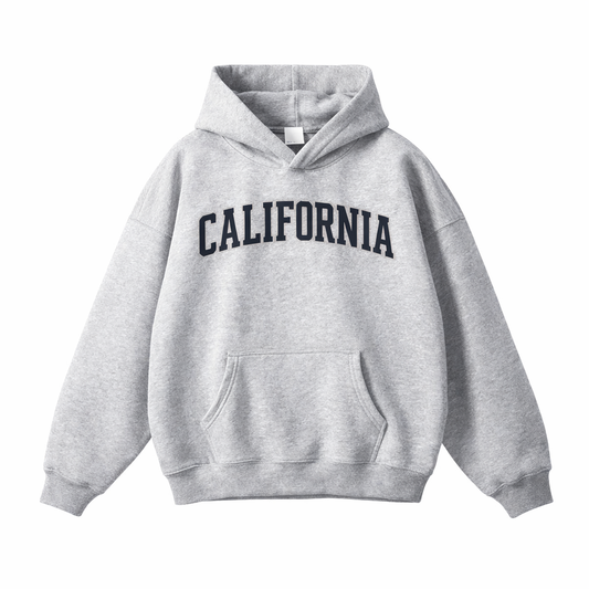 Collection 1 California Oversize Fleeced Hoodie - Flower Gray front
