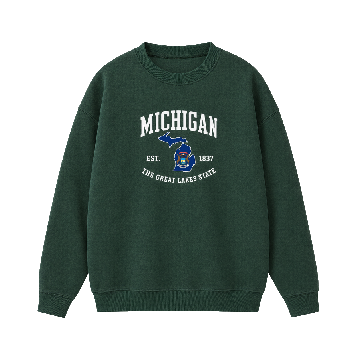 Collection 8 Michigan Essential Heavyweight Crewneck Sweatshirt - Dark Green front