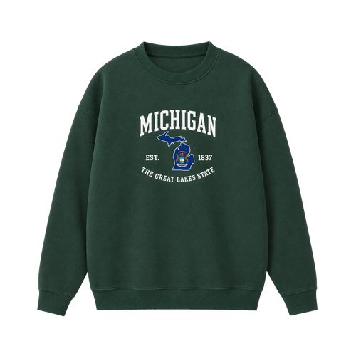 Collection 8 Michigan Essential Heavyweight Crewneck Sweatshirt - Dark Green front