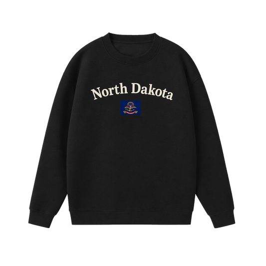 Collection 6 North Dakota Essential Heavyweight Crewneck Sweatshirt - Black front