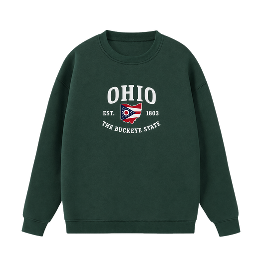 Collection 8 Ohio Essential Heavyweight Crewneck Sweatshirt - Dark Green front