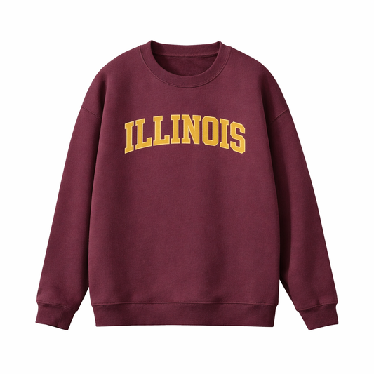 Collection 1 Illinois Essential Heavyweight Crewneck Sweatshirt - Dull Red front