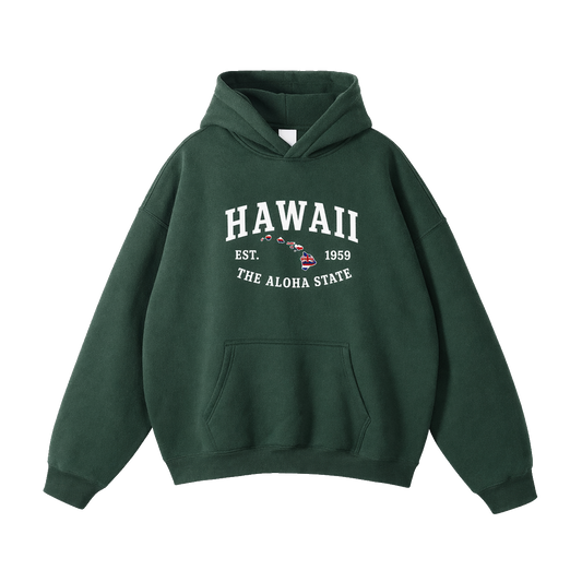 Collection 8 Hawaii Oversize Fleeced Hoodie - Eden Green front
