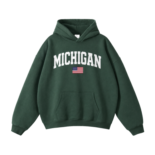 Collection 2 Michigan Oversize Fleeced Hoodie - Eden Green front