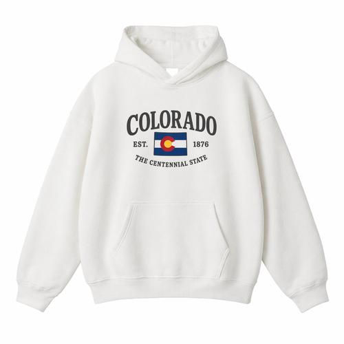 Collection 8 Colorado Oversize Fleeced Hoodie - White front