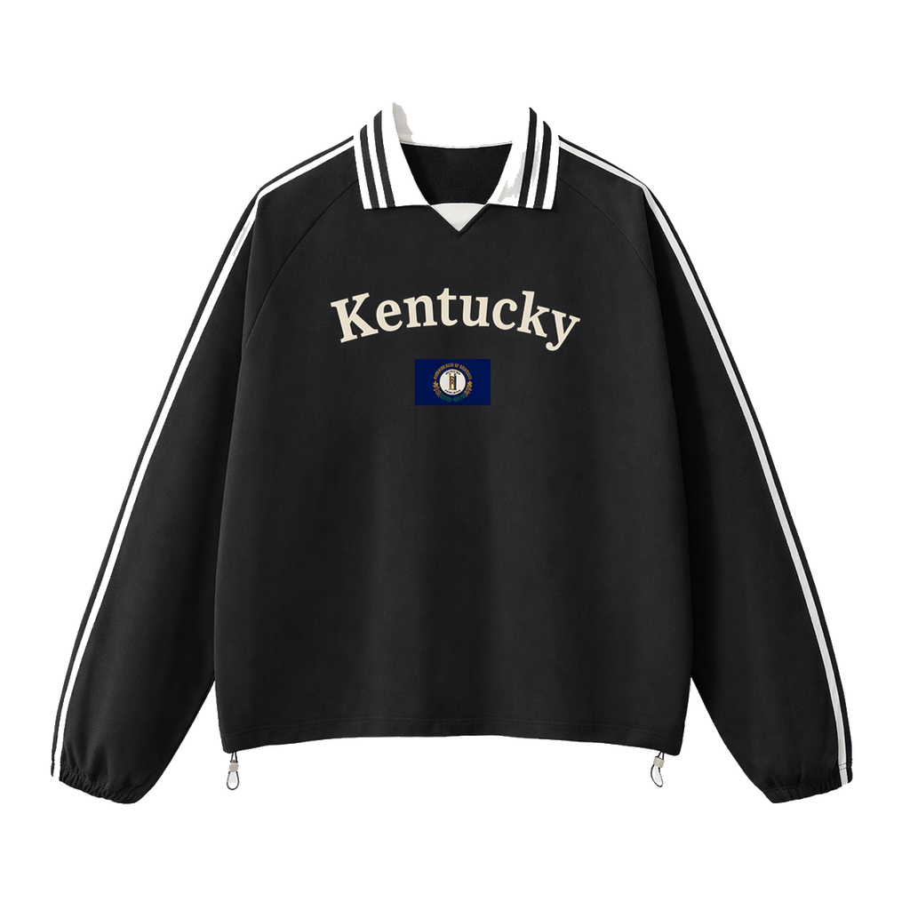 Collection 6 Kentucky Contrast Striped Lapel Collar Sweatshirt - Black front