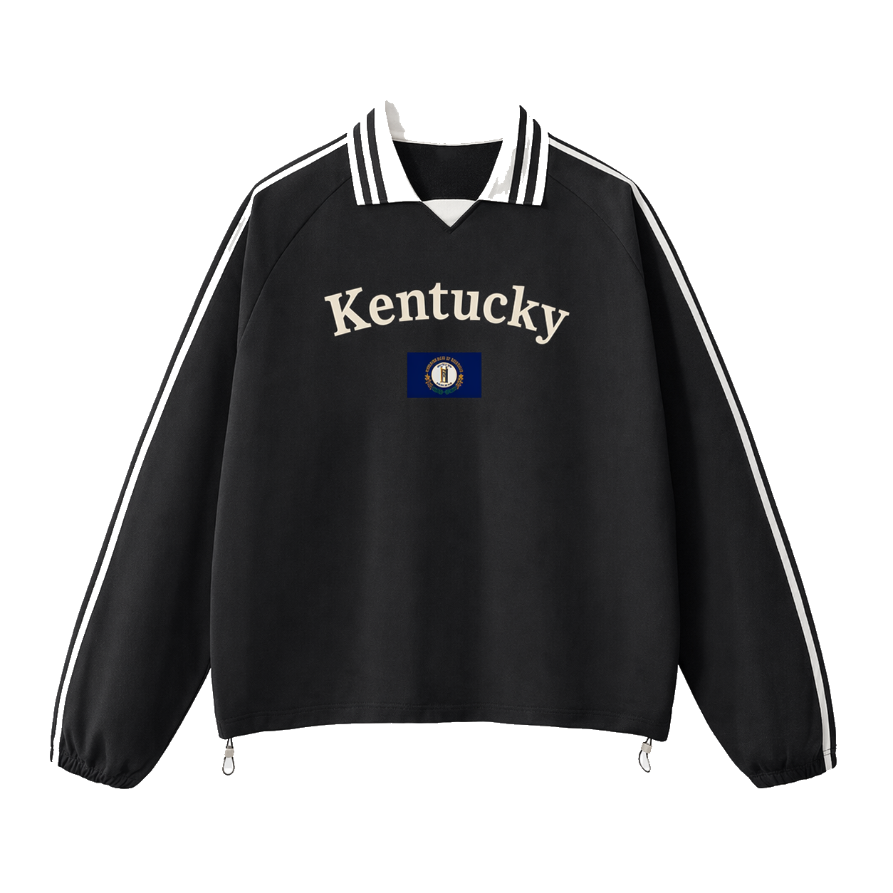 Collection 6 Kentucky Contrast Striped Lapel Collar Sweatshirt - Black front