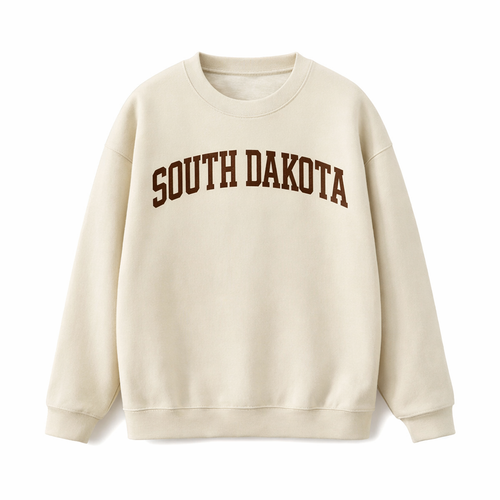 Collection 1 South Dakota Essential Heavyweight Crewneck Sweatshirt - Cream front