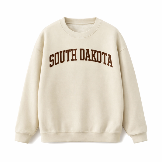 Collection 1 South Dakota Essential Heavyweight Crewneck Sweatshirt - Cream front