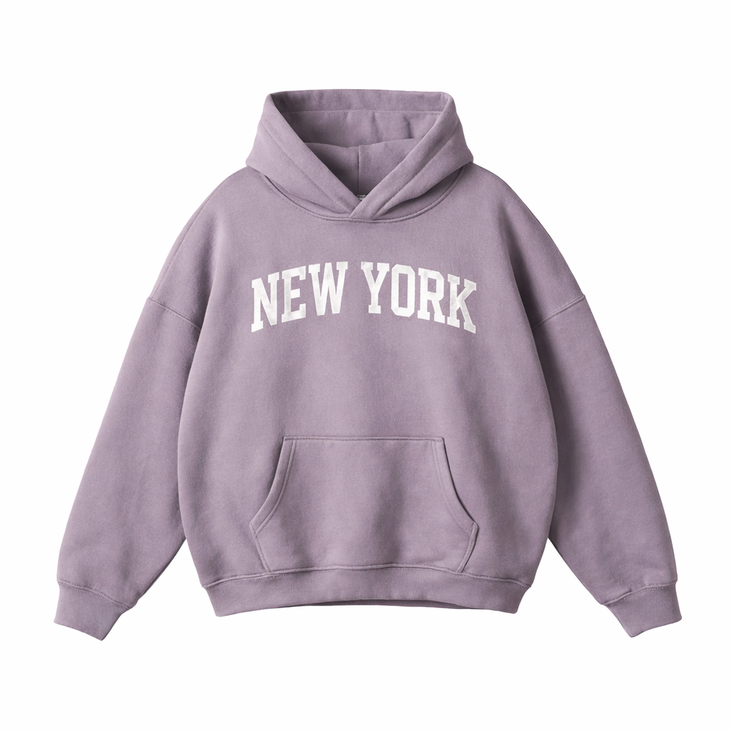 Collection 1 New York Oversize Fleeced Hoodie - Light Purple front