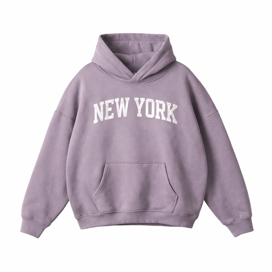 Collection 1 New York Oversize Fleeced Hoodie - Light Purple front