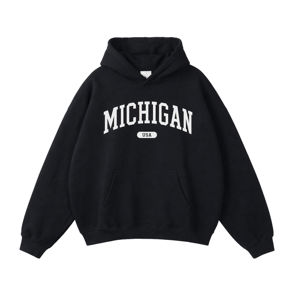 Collection 4 Michigan Oversize Fleeced Hoodie - Black front
