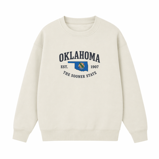 Collection 8 Oklahoma Essential Heavyweight Crewneck Sweatshirt - Cream front
