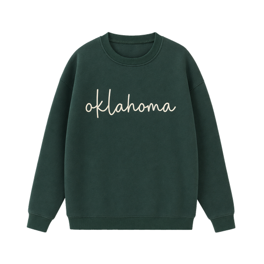 Collection 3 Oklahoma Essential Heavyweight Crewneck Sweatshirt - Dark Green front