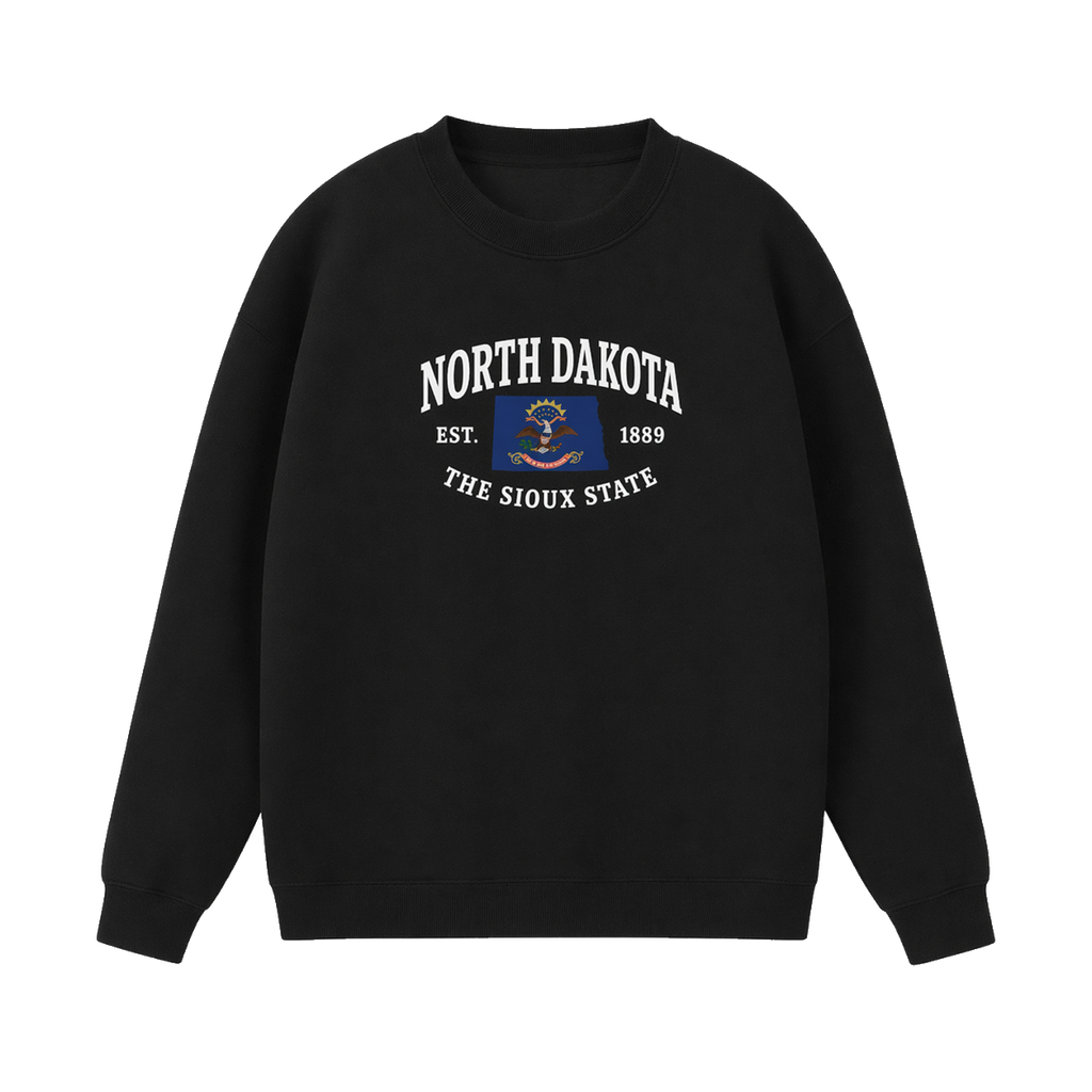Collection 8 North Dakota Essential Heavyweight Crewneck Sweatshirt - Black front