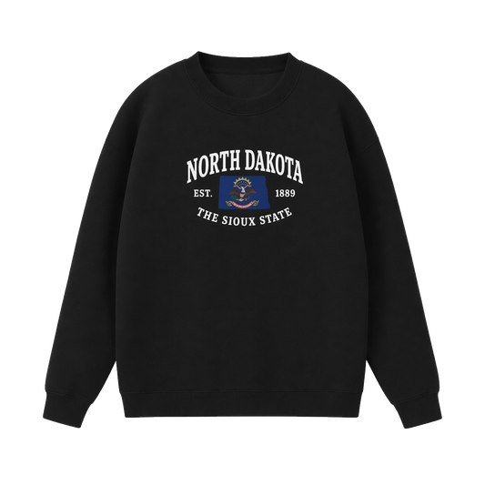 Collection 8 North Dakota Essential Heavyweight Crewneck Sweatshirt - Black front