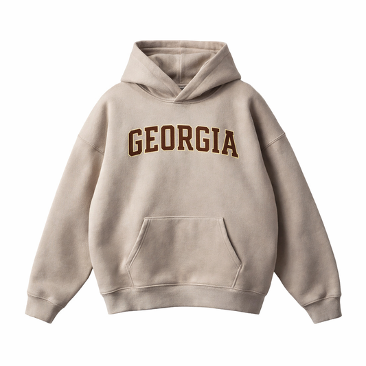 Collection 1 Georgia Oversize Fleeced Hoodie - Gray Apricot front