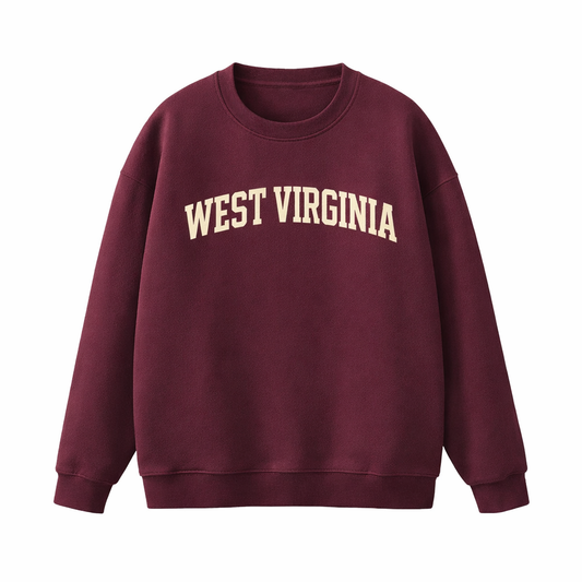Collection 1 West Virginia Essential Heavyweight Crewneck Sweatshirt - Dull Red front